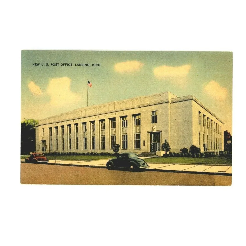 Vintage Postcard Lansing Michigan‎ United States Post Office Travel USA Unposted